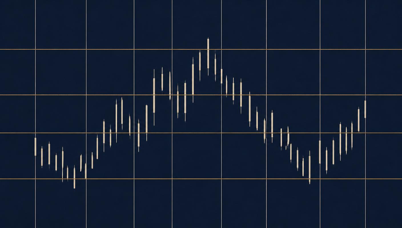 Abstract illustration of a market grid with schematic candles used in lessons